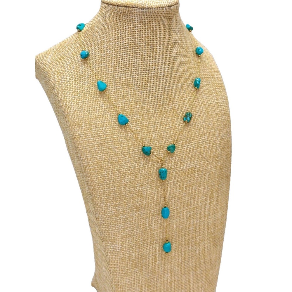 NOMA Turquoise 18K Gold PVD Drop Necklace Dainty Waterproof Layering Jewelry